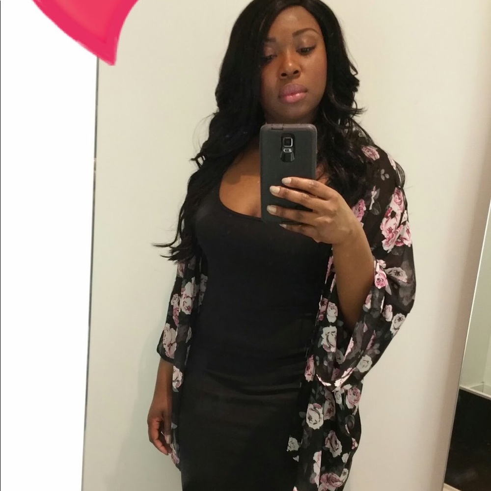 Rose printed sheer top